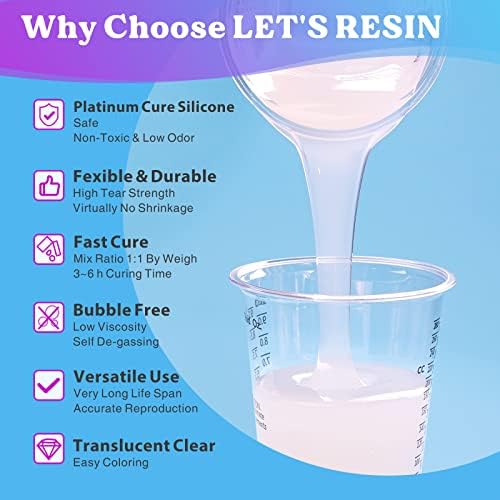 LET'S RESIN 8oz Silicone Mold Making Kit, Fast Cure Liquid Silicone Rubber