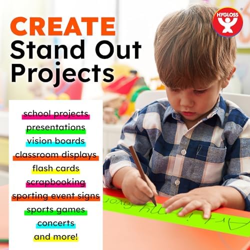 Hygloss Small Poster Board 4x11 - 100 Assorted Neon Color Bulk Pack - 10 Pt. Thickness Colored Poster Board Paper for Projects, Flash Cards, Signs - Posterboard Multipack 4" x 11"