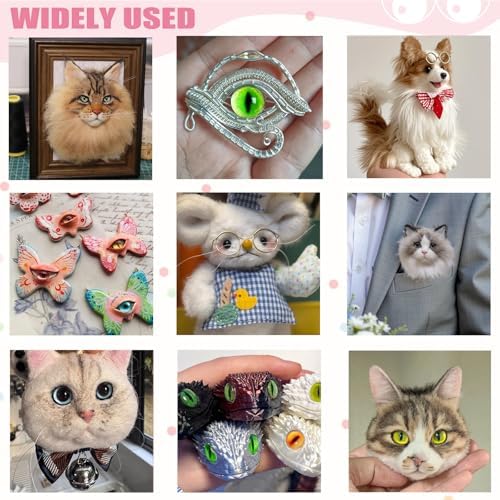 CSCHENGO 8-20mm 253 PCS Amigurum Safety Eyes for Crochet Animals, 3D Glitter Glass Eyes for Crafts Kit with Noses/Glasses/Leather Tags,Doll Crochet DIY Crafts Stuffed Animals Making Supplies
