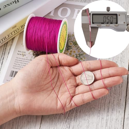 150 Yards 0.5mm Braided Nylon Crafting Thread Chinese Knotting Beading String Macrame Cord Rope for Necklace Bracelet Jewelry Craft Making, Camellia