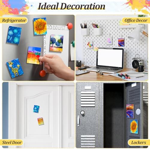Engrowtic 25 Pcs Mini Magnetic Painting Canvas Panel Mini Canvas Boards for Painting Tile Art for Fridge Locker Art Crafts DIY(Rectangle,3 x 4 in)