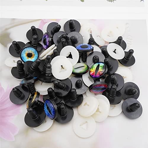 Julie Wang 40PCS 9MM Dragon Safety Eyes Animal Crafts Making Amigurumi Crochet Project DIY Supplies for Adult Artist Model Enthusiast with Washer 0.35inches