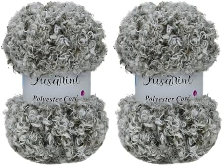 (32 Colors Available) Yusarinl 2 Skeins Teddy Bear Yarn,Fuzzy Yarn for Crochet Polyester Plush Fur for Crafts Fluffy Fuzzy for Knitting(6.7 oz, 80 yds)-Brown and White