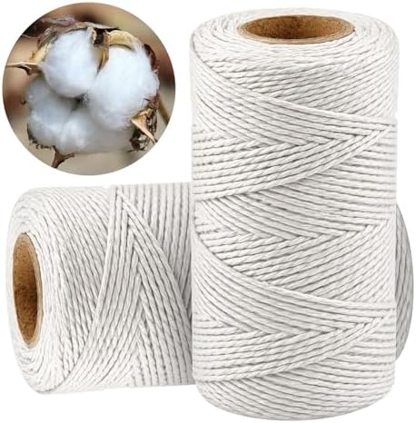 Vaincre 2PCS 328Ft 2MM Natural Cotton Twine String for Kitchen & Crafts