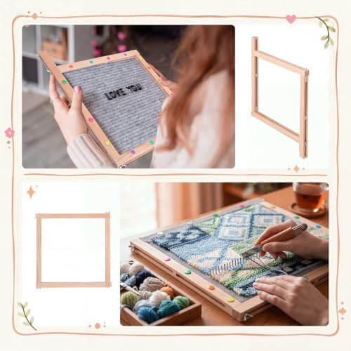 Novabright 1 Set Needlepoint Stretcher Bars for Needlework 12 Inch Adjustable Wooden Canvas Splicing Stretcher Bars with 50 Thumbtacks 1 Remover for Embroidery Stitch Frame Set Bundle with Crafts Art