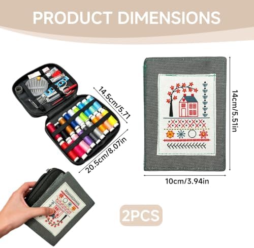 EBQOSK Embroidery Kit for Beginners, Embroidery Stitch Book with Sewing Kit, 86 Tools,65 Water-Soluble Patterns & 106 Stitches with Guides,Portable Craft Set for Adults & DIY Lovers
