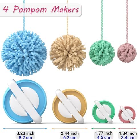 READAEER Knitting Loom Kit with Pompom Maker, Round Knitting Loom for Hat, Rectangular for Blanket Scarf Shawl, Knitting Loom Kit for Beginner