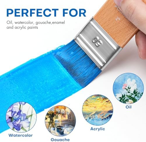 4pcs Flat Paddle Paint Brush Set, Fuumuui Scale Brushes, Large Paint Brush, Wide Flat Paint Brushes with Short Handle for Oil and Acrylic Paints(1'', 2'', 3'', 4'')