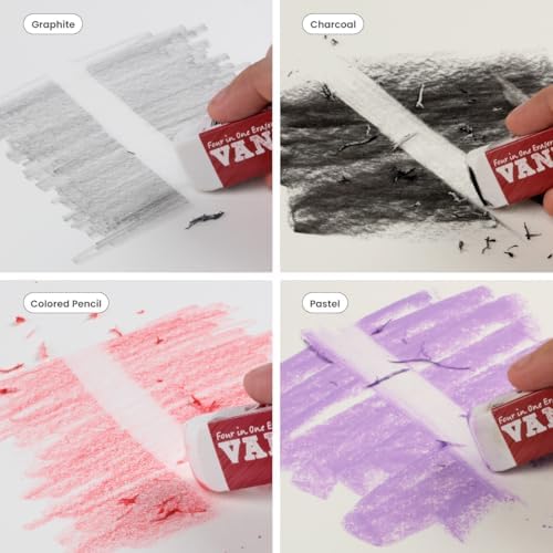 Acurit Vanish Touch Artist Eraser, Latex-Free, 24 Pack - Soft, Flexible Pencil Erasers, Sketching Supplies W/Protective Sleeve - Graphite, Charcoal, Pastel Compatible