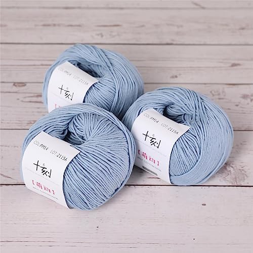 Fine Weight Knitted and Crocheted Cotton Yarn, 100% Long Staple Cotton Yarn, Baby Sports, 2 Packages of 100g/3.52oz (Per Skein 50g/162yards)-Funny Blue