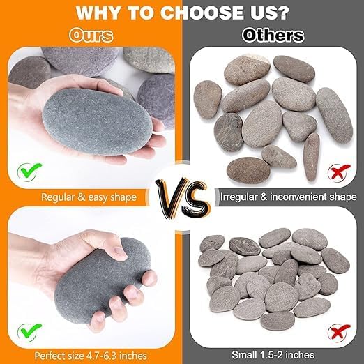River Rocks for Painting 10 Pcs Extra Large 4.7-6.3 Inch Flat Smooth Painting Stones Craft Rock to Paint for Kids Crafts Painting Bulk