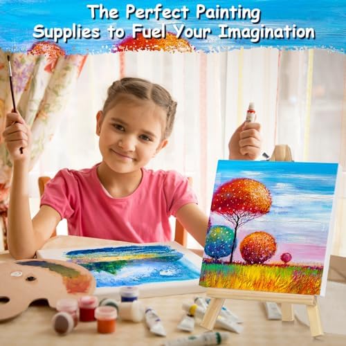 10PCS Mini Canvases for Painting – 5 x 5 in Bulk Small Square Stretched Canvases, 2/5 in Thick Blank Canvas for Students, Art Supplies, School & Home Crafts