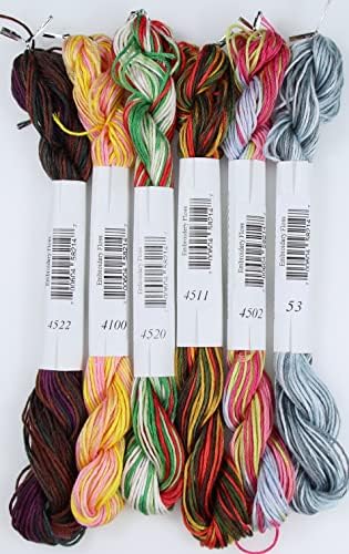 KCS Big skeins of 25 Meters Size 25 Color Variegated Cross Stitch Stranded Threads,6 skeins,24