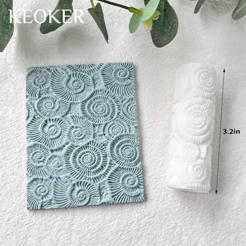 Keoker Sea Spiral Shell Texture Roller for Polymer Clay, Summer Polymer Clay Texture Roller