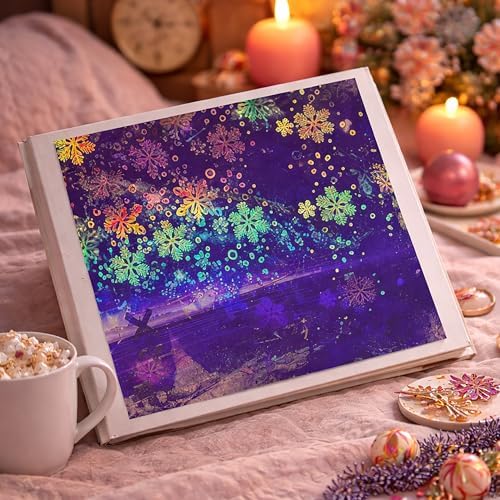 Bleidruck 25 Sheets Snowflake Holographic Clear Sticker Laminate Paper | A4 Size 8.25"x11.7" Premium Cold Laminated Film Holographic Self Adhesive Sheets Overlay Laminating Film