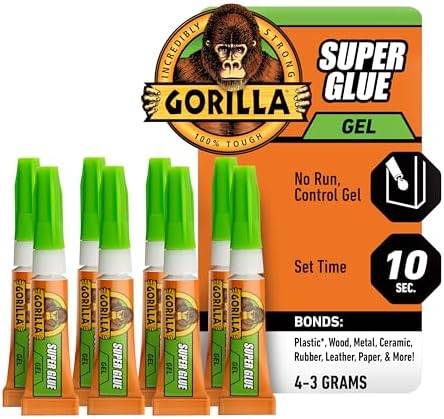 Gorilla Super Glue Gel, Clear, Four 3 g Tubes, 2-Pack, All Purpose