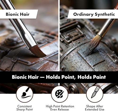 Artify Miniature Paint Brushes 14Pcs, Mini Paint Brushes with Goat Hair Drybrushes, Bionic Hair Fine Detail Paint Brushes - High Retention for Miniature Acrylic Paints, Paint by Numbers Brush Set