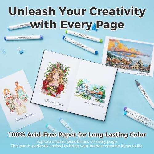 Ohuhu 5.5"x8.5" Double-Sided Bleedproof Marker Pad Art Sketchbook 50 Sheets