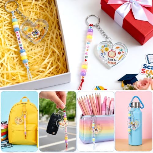 24 Set Back to School Crafts Kits, First Day of School Keychain Making Kit