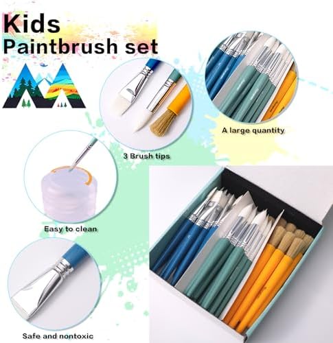 Kids Paint Brushes Bulk, 24PCS Classroom Paint Brushes for Kids