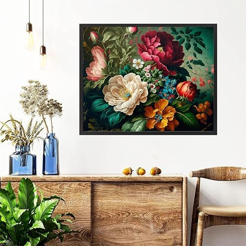 Peony Paint by Numbers for Adults with Framed Canvas - with Wooden Easel
