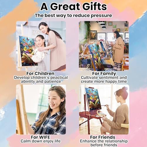 Artykapby Paint by Numbers kit for Adults Butterflies and Books16x20 inch