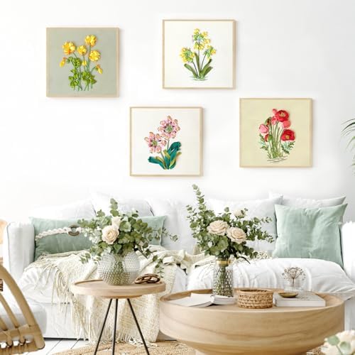 4 Sets Ribbon Flower Embroidery Kit for Beginners, Adults Cross Stitch Kits