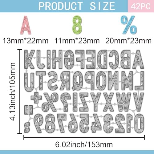 GLOBLELAND Wood Grain Alphabet Cutting Dies for Card Making Letters and Numbers Metal Die Cuts Symbols Cutting Dies Templates for Scrapbooking Journal Embossing Paper Craft Decor