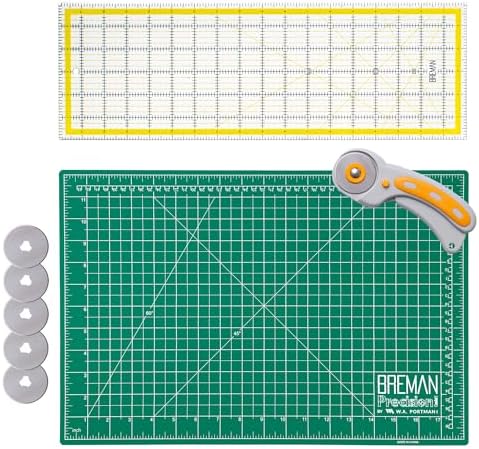 WA Portman 12x18 Fabric Cutting Mat, Quilting Rotary Cutter, Acrylic Ruler