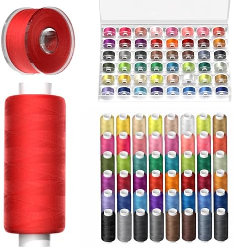 96Pcs Professional Sewing Thread Kit, 48 Colors 400 Yards/Spool, [Top Durability with 4-Ply Tight-Twist] AAA-Grade Polyester Thread with Prewound Bobbins, Sewing Machine Thread for Repair Quilting DIY