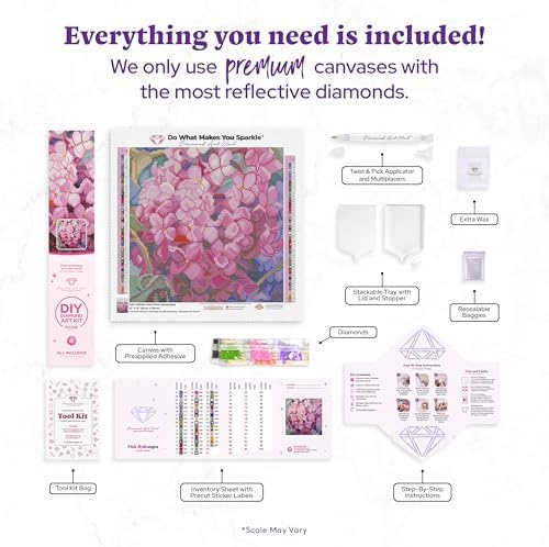 DIAMOND ART CLUB Pink Hydrangea Diamond Art Kits for Adults