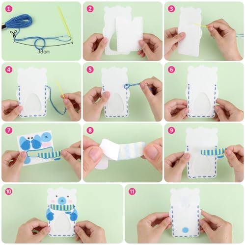 Felt Sewing Crafts for Kids Ages 4-12, 10 DIY Projects Kids Sewing Kit
