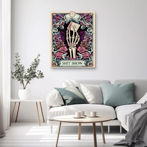 GOUOYANA Paint By Numbers Kit for Adults-Skull THE Show Funny Canvas | Adult Paint by Number Kits on Canvas for Painting DIY Skull THE SHOW Painting Art by Numbers for Home Wall Art Gift 12X16in