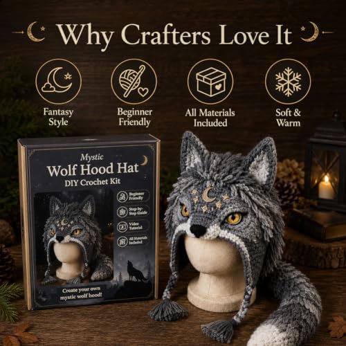 Fantasy Animal Hood Hat DIY Crochet Kit, Complete Crochet Starter Set