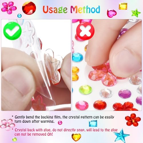 2168pcs Gem Stickers Rhinestones for Crafts, Sparkling Cute Star Heart Round Small Stickers for Women Adults, Glitter Jewels Stickers for Face Eye Body Makeup, DIY Decoration, WUINOID