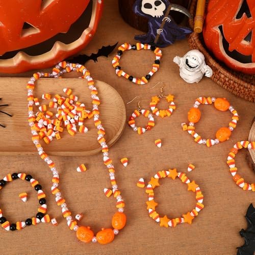 300Pcs Halloween Candy Corn Clay Beads for Jewelry Making