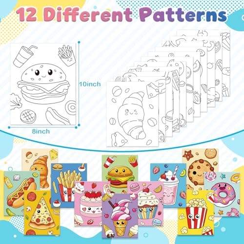 Louise Maelys 12 Pack Pre Drawn Canvas to Paint for Kids 8x10 Inch Snack