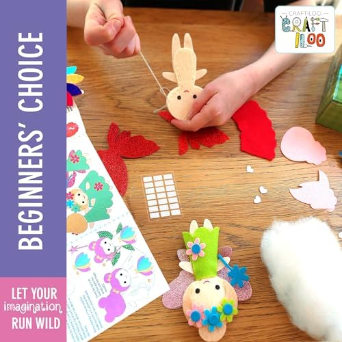 Fairy Sewing Kit for Kids Ages 5-12 - Beginner Kit, 5 Pre-Cut Felt Dolls