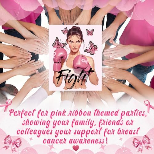 Sherr 140 Pcs 20 Set Pre Drawn Canvas Painting Kit, Breast Cancer Awareness