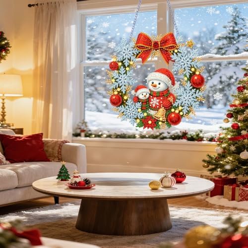 VeGuude Christmas Diamond Art Kits for Adults, DIY Acrylic Hanging Ornament