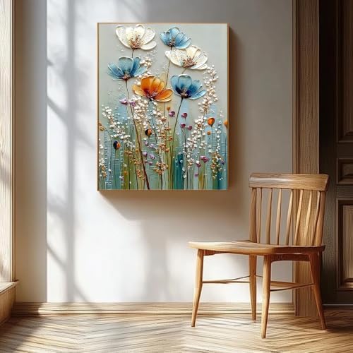 Amaieuin Flowers Paint by Numbers Kit for Adults,Canvas Paint by Numbers for Adults,Floral Adult Paint by Numbers DIY Flower Painting Kit for Relax Gifts and Home Wall 20x16in