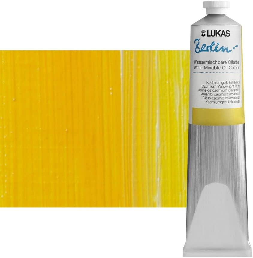 Lukas Berlin Pro Artists Water Mixable Oil Paint 200 ml Tube Cadmium Yellow Light Hue, Water Soluble, Lightfast Pigment, Quick Drying, Easy Clean-Up, Eco-Friendly, Professional Quality, 40 Color Range