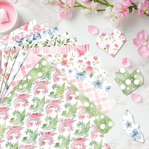 12×12 Spring Scrapbook Paper Watercolor Flower Pattern Paper,24 Sheets Double-Sided CardStock Papers Pad for Junk Journal, Decoupage, Card Making, Scrapbooking, DIY Home Decor .