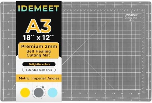 Self Healing Cutting Mat 18" x 12", A3 Double-Sided for Sewing & Quilting, Non-slip, 5-Ply Rotary Cutting Mat for Crafts Cutting Fabric Scrapbooking, and Small Modeling Projects, Anthracite Gray