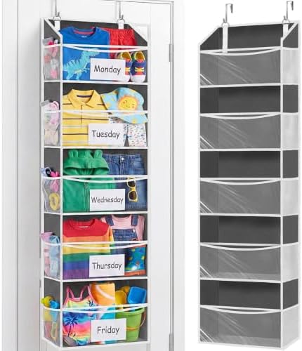 Ofiray-home 5Tiers Over Door Organizer, Weekly Clothes Organizer for Kids
