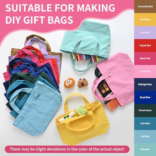 1 | 12 | 24 Pack Small Canvas Tote Bags, Mini Tote Bags Bulk for Women, DIY Blank Reusable Cute Sublimation Tote Bag