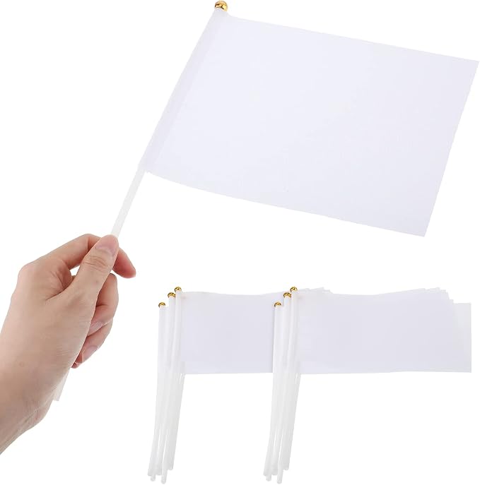Remerry 100 Pcs Blank Sublimation Flags on Stick, Mini White DIY Flags