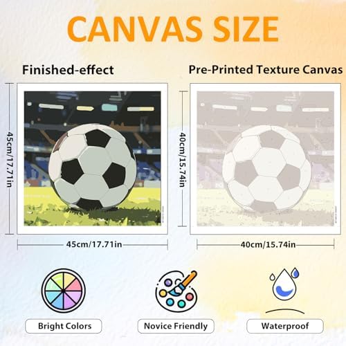 CRZMODE Soccer Paint by Numbers Kit for Adults, Soccer Paint by Numbers for Adults, Acrylic Painting Crafts for Home Decor Gift (16x16inch)