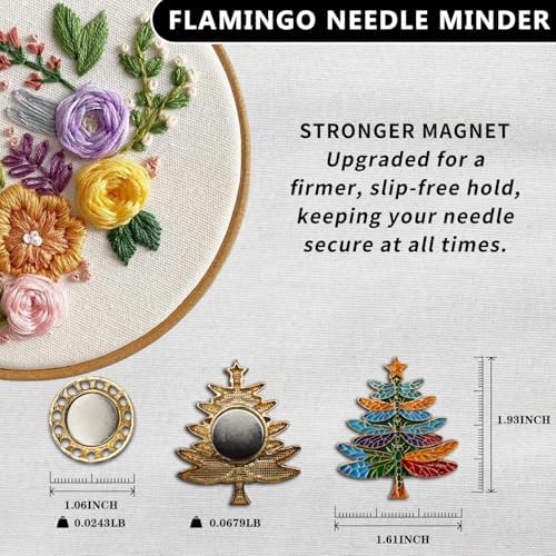 Magnetic Needle Minder Magnet Embroidery Accessories and Supplies Embroidery Needle Holder Cross Stitch Holder Needlework Supplies (Dragonfly Christmas Tree)