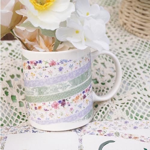 Floral Washi Tape 16 Rolls,Flower Spring Decorative Paper Sticker